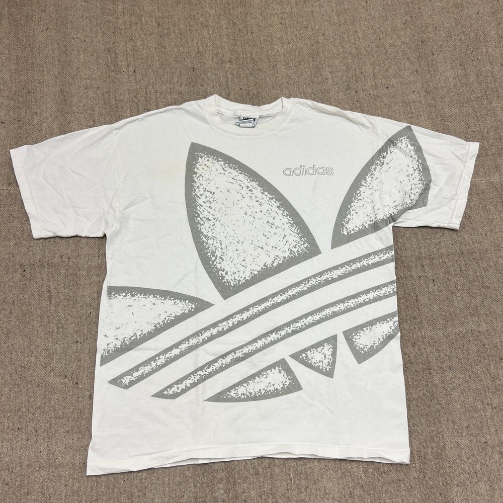 Vintage Adidas Shirt Mens Large White 1990s All Over Print